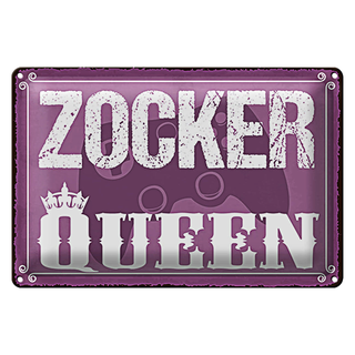 Blechschild Spruch 30x20cm Zocker Queen Controller