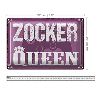 Blechschild Spruch 30x20cm Zocker Queen Controller