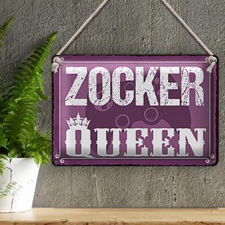 Blechschild Spruch 30x20cm Zocker Queen Controller