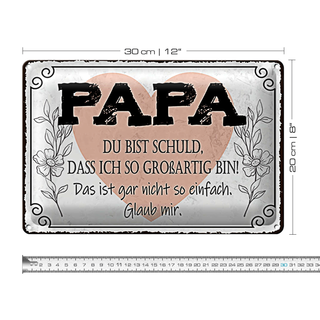 Blechschild Spruch 30x20cm Papa du schuld ich so großartig