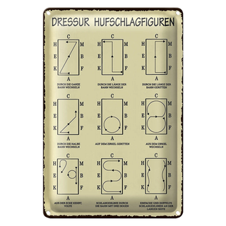 Blechschild 20x30cm Dressurreiten Hufschlagfiguren Pferd Dressur Reiter