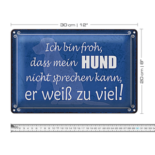 Blechschild Spruch 30x20cm froh mein Hund nicht sprechen