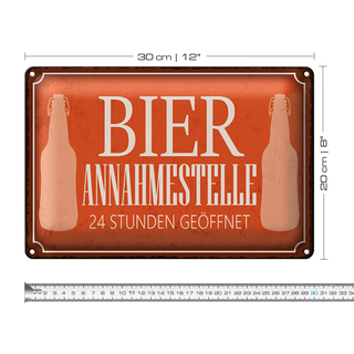 Blechschild Spruch 30x20cm Bier Annahmestelle 24 Stunden
