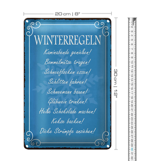 Blechschild Spruch 20x30cm Winterregel Kaminabende Glühwein