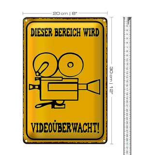 Blechschild Warnschild 20x30cm Bereich videoüberwacht