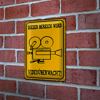 Blechschild Warnschild 20x30cm Bereich videoüberwacht