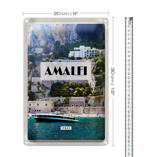 Blechschild Reise 20x30cm Amalfi Italy Urlaub Touristik