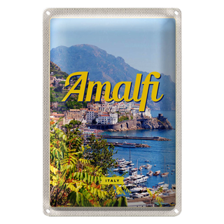 Blechschild Reise 20x30cm Amalfi Italy Urlaub Meerblick