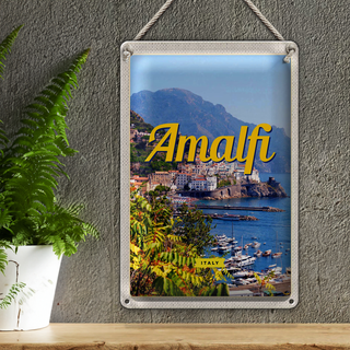 Blechschild Reise 20x30cm Amalfi Italy Urlaub Meerblick