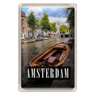Blechschild Reise 20x30cm Amsterdam Reiseziel Boot Holland