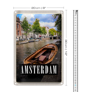 Blechschild Reise 20x30cm Amsterdam Reiseziel Boot Holland