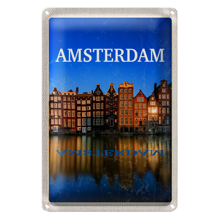 Blechschild Reise 20x30cm Retro Amsterdam Reiseziel Urlaub