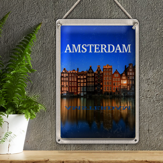 Blechschild Reise 20x30cm Retro Amsterdam Reiseziel Urlaub