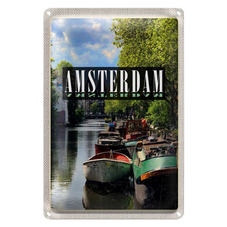 Blechschild Reise 20x30cm Amsterdam Reiseziel Bootsfahrt