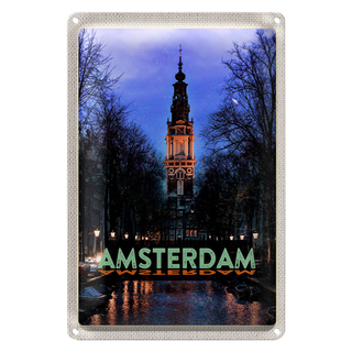 Blechschild Reise 20x30cm Amsterdam Reiseziel Munt Tower