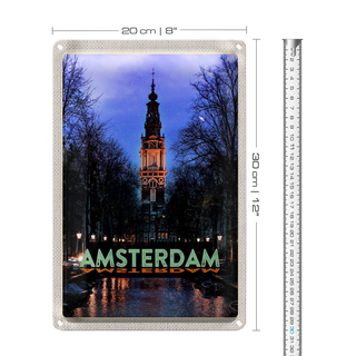Blechschild Reise 20x30cm Amsterdam Reiseziel Munt Tower