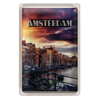 Blechschild Reise 20x30cm Amsterdam Sonnenuntergang