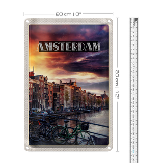Blechschild Reise 20x30cm Amsterdam Sonnenuntergang