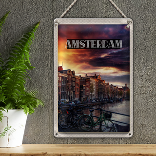 Blechschild Reise 20x30cm Amsterdam Sonnenuntergang