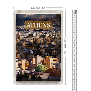 Blechschild Reise 20x30cm Athens Greece Blick auf die Stadt