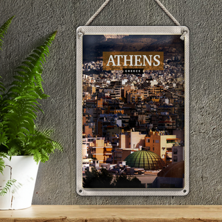 Blechschild Reise 20x30cm Athens Greece Blick auf die Stadt