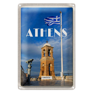 Blechschild Reise 20x30cm Athens Greece Flagge Akropolis