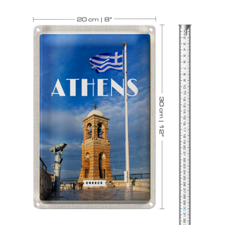 Blechschild Reise 20x30cm Athens Greece Flagge Akropolis