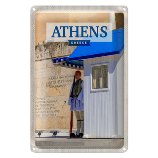 Blechschild Reise 20x30cm Athens Greece Evzone Wache