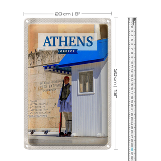 Blechschild Reise 20x30cm Athens Greece Evzone Wache