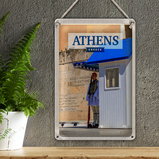 Blechschild Reise 20x30cm Athens Greece Evzone Wache