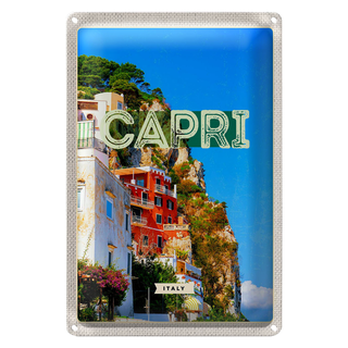 Blechschild Reise 20x30cm Capri Italy Stadt Bergen Urlaub