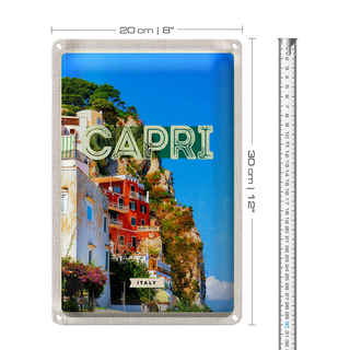 Blechschild Reise 20x30cm Capri Italy Stadt Bergen Urlaub