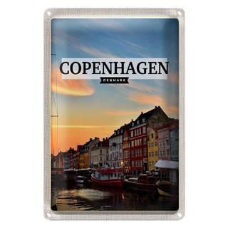 Blechschild Reise 20x30cm Copenhagen Denmark Wasser Schiffe