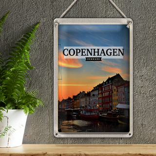 Blechschild Reise 20x30cm Copenhagen Denmark Wasser Schiffe