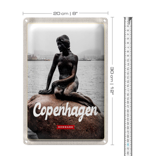Blechschild Reise 20x30cm Copenhagen Denmark Meerjungfrau