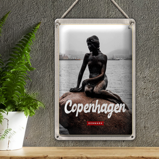 Blechschild Reise 20x30cm Copenhagen Denmark Meerjungfrau