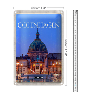 Blechschild Reise 20x30cm Copenhagen Denmark Amalienborg