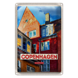 Blechschild Reise 20x30cm Copenhagen Denmark altes Haus
