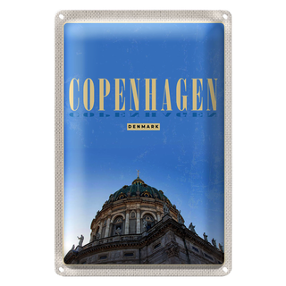 Blechschild Reise 20x30cm Retro Copenhagen Kuppeldach