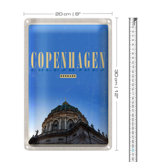 Blechschild Reise 20x30cm Retro Copenhagen Kuppeldach