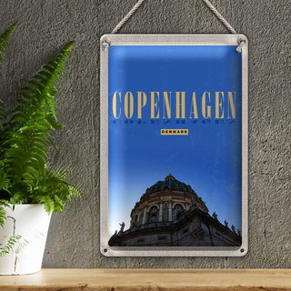 Blechschild Reise 20x30cm Retro Copenhagen Kuppeldach