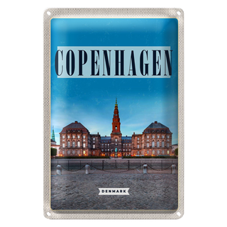 Blechschild Reise 20x30cm Retro Copenhagen Denmark Schloss