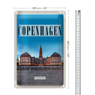 Blechschild Reise 20x30cm Retro Copenhagen Denmark Schloss