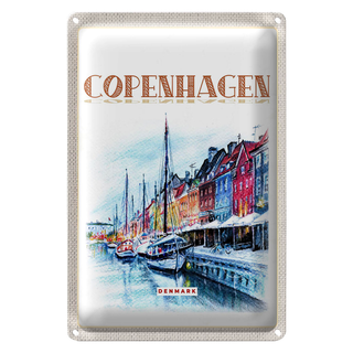 Blechschild Reise 20x30cm Kunst Copenhagen Denmark Boot