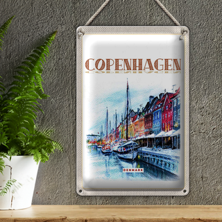 Blechschild Reise 20x30cm Kunst Copenhagen Denmark Boot