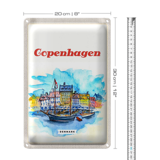 Blechschild Reise 20x30cm Bild Copenhagen Denmark Boot