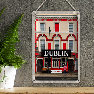 Blechschild Reise 20x30cm Dublin Ireland Castle Tavern Reiseziel