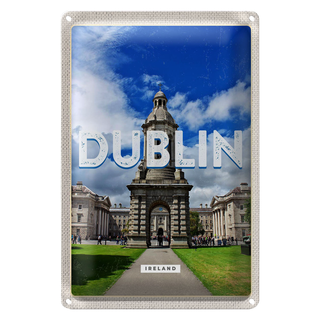 Blechschild Reise 20x30cm Retro Dublin Ireland Reiseziel Stadt
