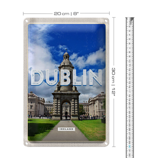 Blechschild Reise 20x30cm Retro Dublin Ireland Reiseziel Stadt