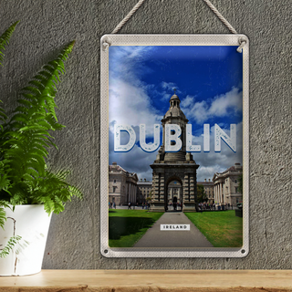 Blechschild Reise 20x30cm Retro Dublin Ireland Reiseziel Stadt